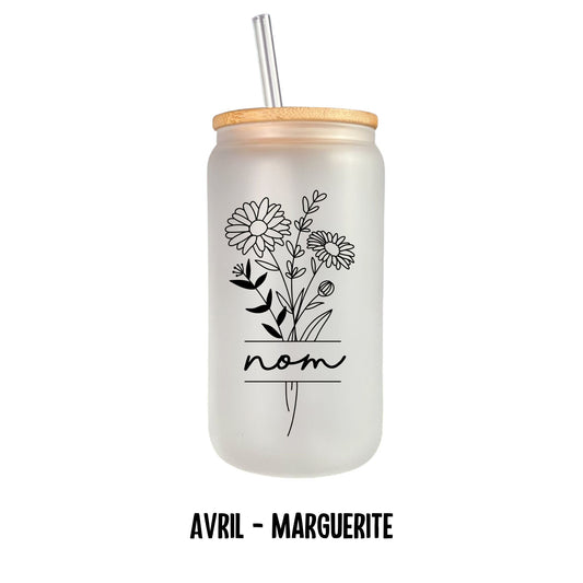 Verre 16 oz fleurs